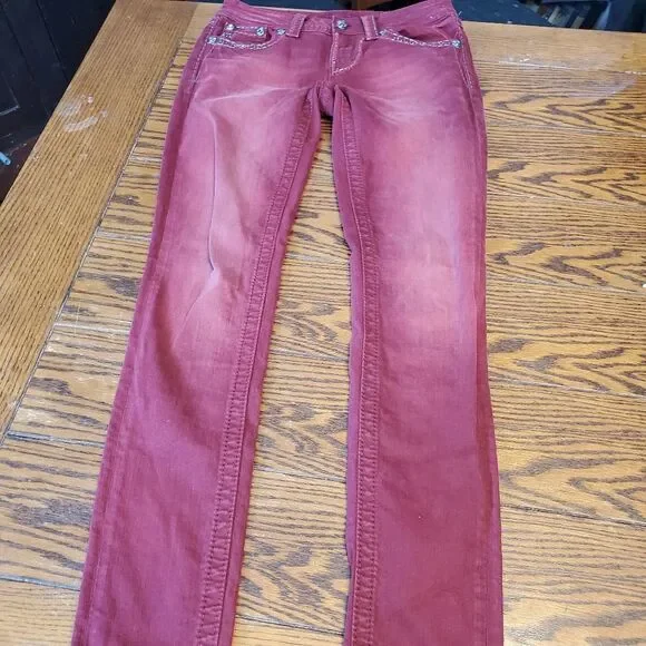 Miss Me skinny cabernet blingy jeans size 26 - Picture 2 of 5